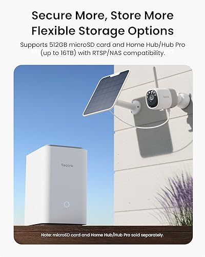Miniatura 7 de REOLINK Home Hub con 2 altas + panel solar de 6 W, cámara solar 2K inalámbrica para exteriores, cámaras de grabación previa activadas por movimiento