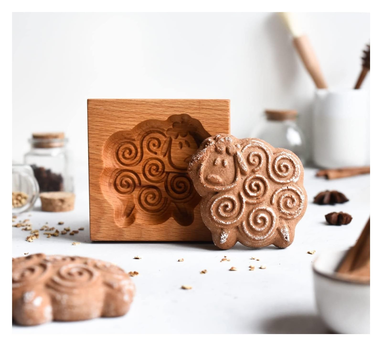 Keksformen aus Holz, Kekse, geschnitzte, 3D-Backen, Küche DIY Keksausstecher Lebkuchen Keksstempel Kekspressstempel ，Ausstechformen