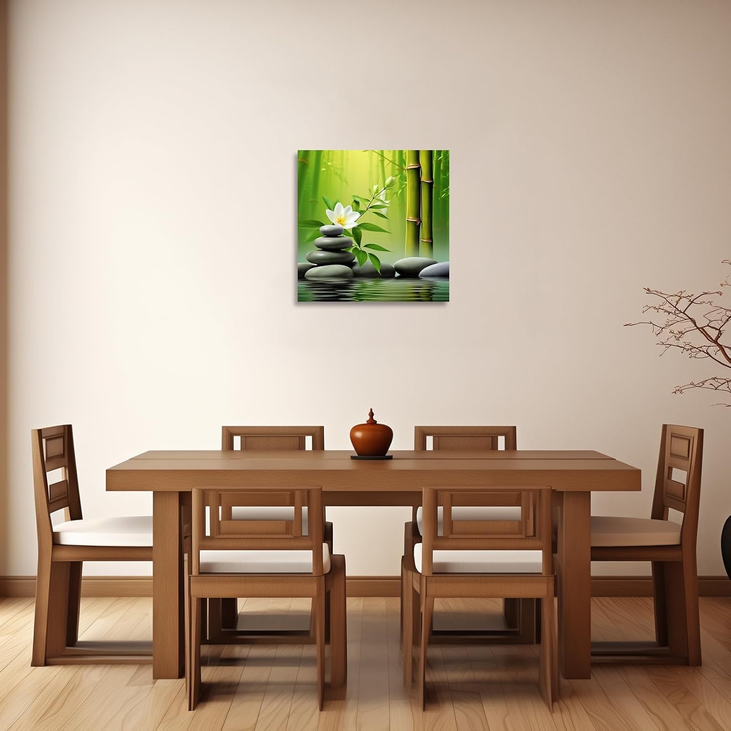 ZXHYWYM Green Bamboo Pictures Zen Wall Art Stone Flower Water SPA Canvas Prints Meditation Yoga Paintings Wall Decor for Bathroom Still Life Artwork(Picture-2, (12.00" x 12.00"))