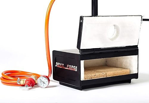 Miniatura 3 de DEVIL-FORGE Forja de propano de gas Farrier DFHS1+1D/2.8", 1 quemador DFP (80.000 BTU), válvula de bola de gas, estrangulador de aire, 1 puerta,