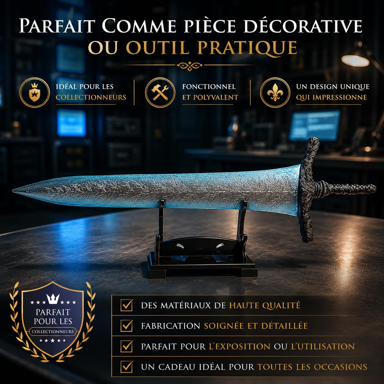 Elden Ring Dark Moon Greatsword XL Ouvre-lettre Support Cadeau Fan Collectionneur