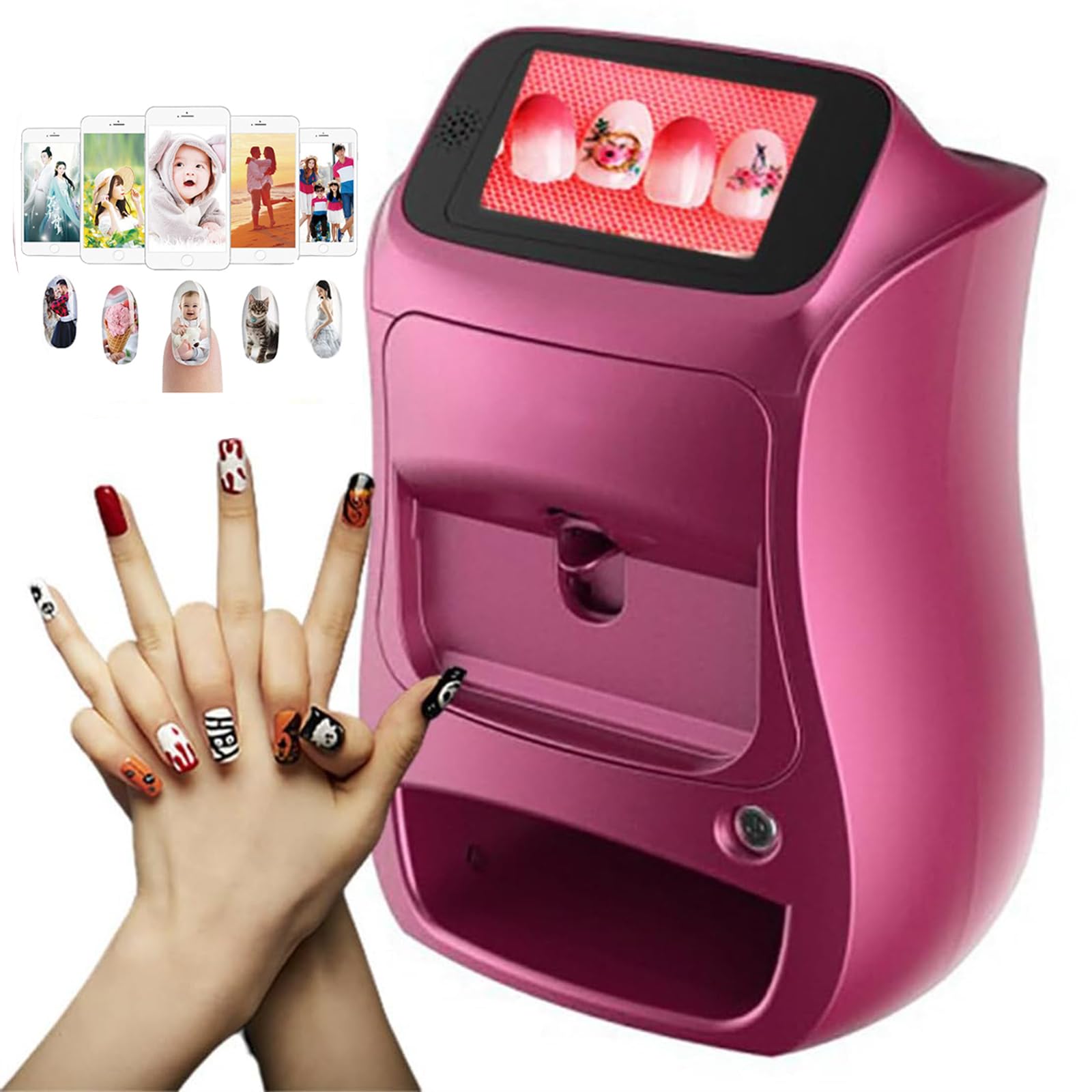 , Impresora De UñAs Inteligente 3D - Touch Screen, Stampante per Nail Art, Asciugatura Fai Da Te per La Stampa Delle Unghie, Per La Bellezza E La Cura Personale Delle Unghie Delle Ragazze a Casa