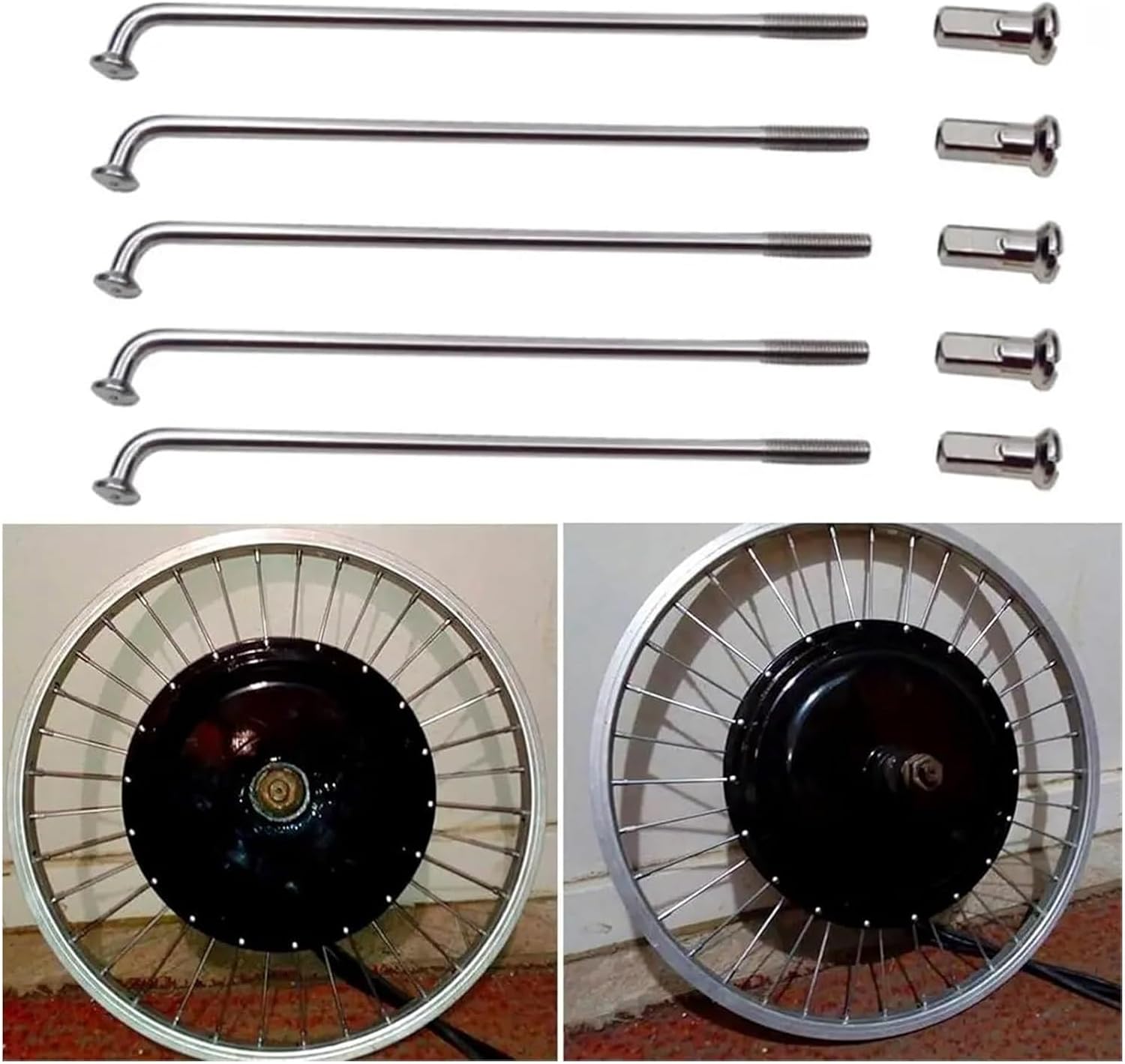 Electric Bicycle Spokes, Stainless Steel Spokes, 36Pcs 60-305mm Electric Bicycle E-Bike Wheel Tire Steel Spokes Bike Parts