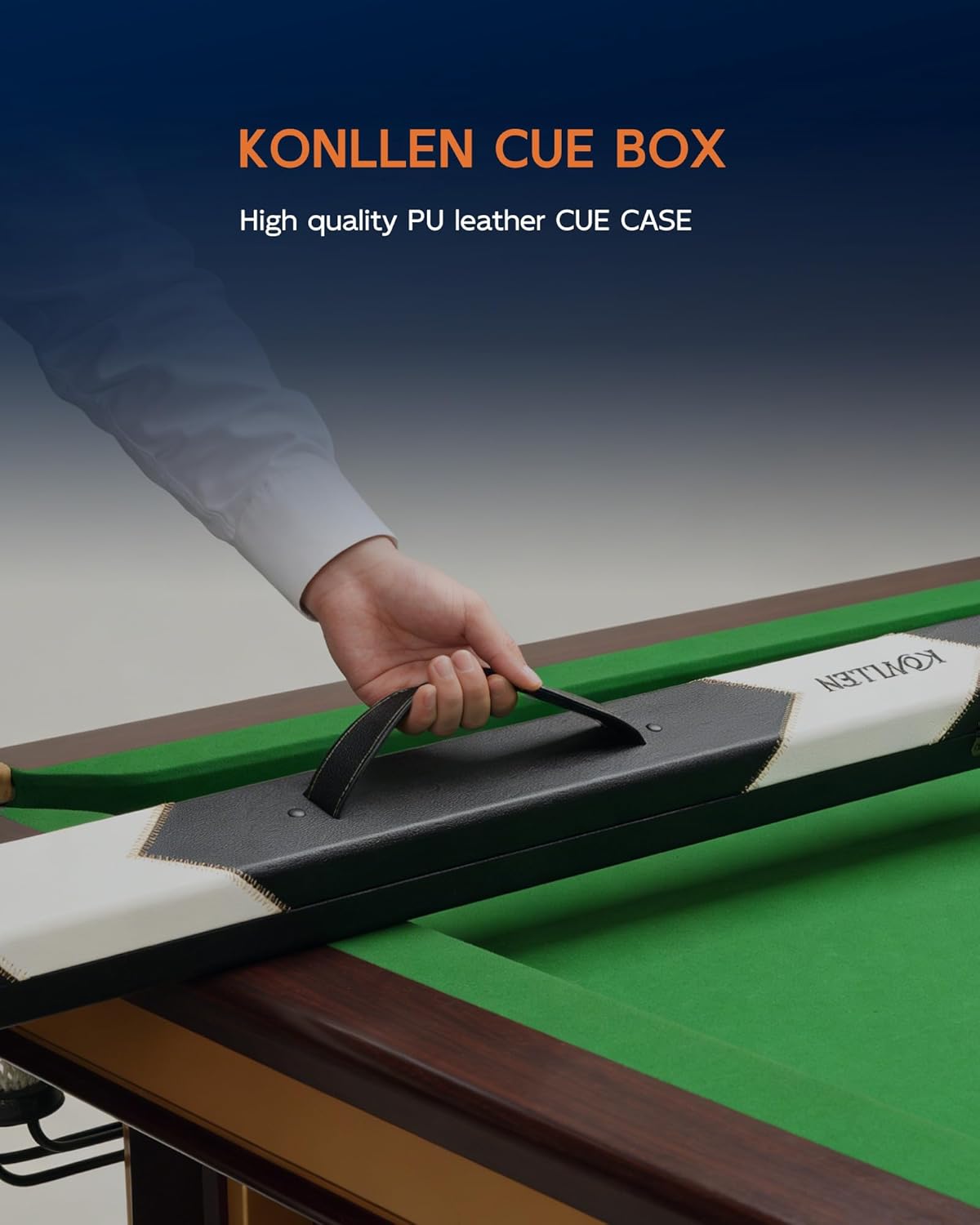 KONLLEN Carbon Fiber Pool Cue 2.0 – 58" Low Deflection Performance Cue for Improved Accuracy & Consistency, 12.5mm Tip, Pro Taper