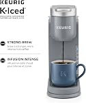 Cafetière à dosette K-Cup Keurig K-Iced à portion unique, avec bouton-poussoir bleu simple pour infusion sur glace, Gris