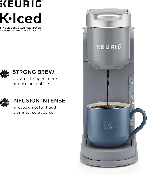 Keurig K-Iced Single Serve K-Cup Pod Coffee Maker, Featuring Simple Push Blue Button Brew Over Ice, Grey - 5