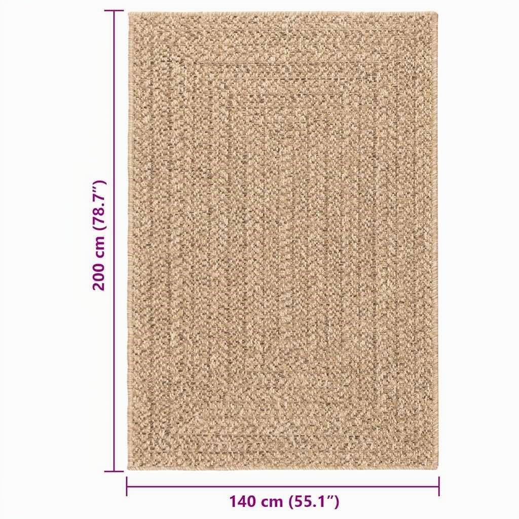 vidaXL Tapis ZIZUR Beige 120x120 cm Aspect de Jute intérieur extérieur