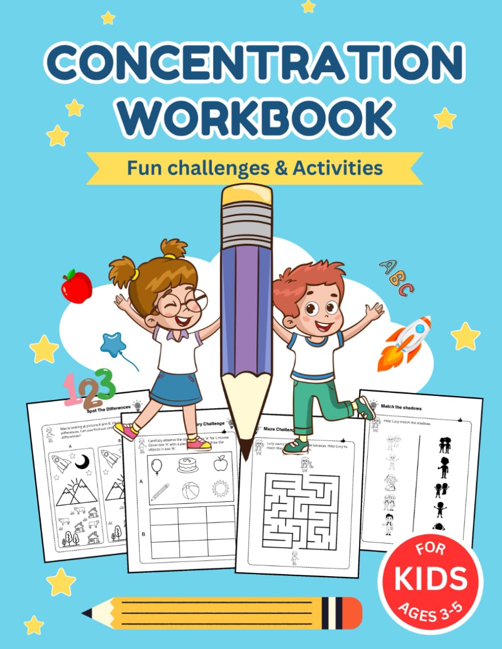 Concentration Workbook for Kids: Preschool Activity Book for Kids Ages 3-5 Years Old - Learning Challenges & Activities for Improving Concentrating and Memory Skills