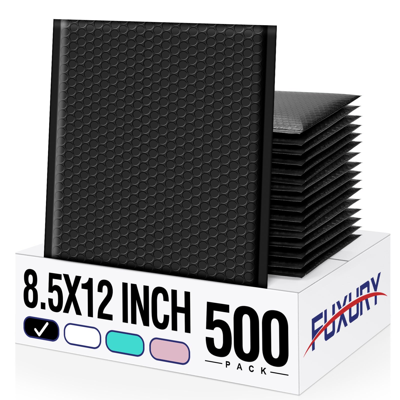 Fuxury 500 Pack Black Bubble Mailers 8.5x12