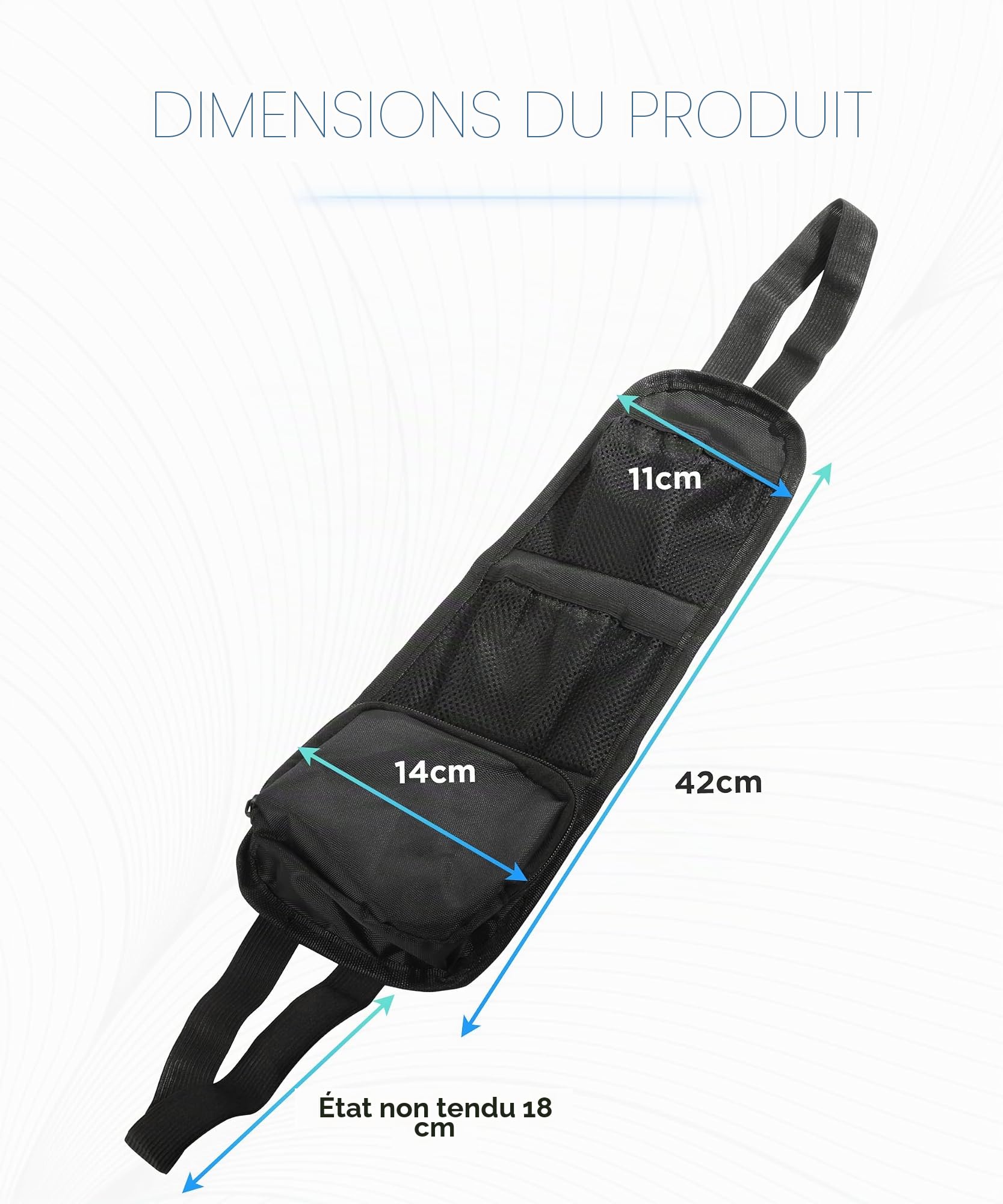 Accessoire Voiture,Rangement Voiture,Accessoires Van Aménagé,Ajustable en Hauteur Filet à Bagages Entre Les Sièges,Rangement pour Petits Objets,Convient à Toutes les Voitures,Camions,SUV