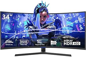 34 inch Ultrawide Computer Gaming Monitor 4k 165Hz UWQHD 3440x1440,1500R