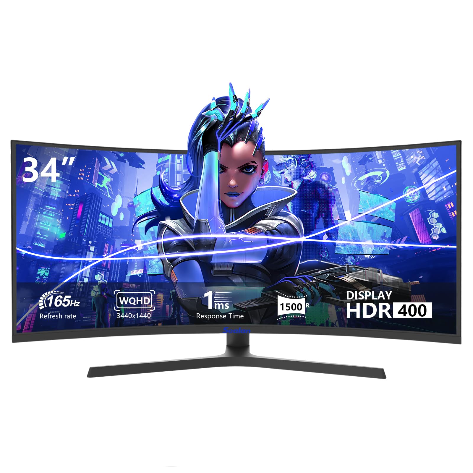 Curved 34-inch 4K 165Hz UWQHD Gaming Monitor with HDR, FreeSync and Eye Care