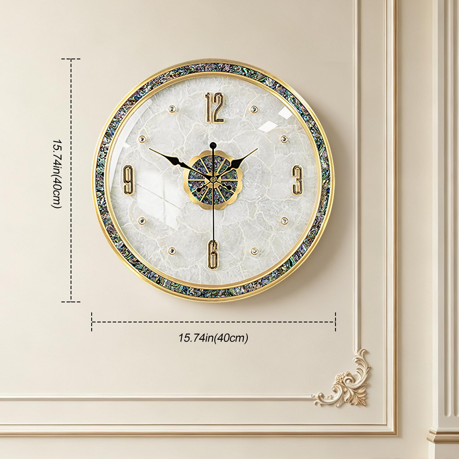 Ergocar Reloj De Pared Conchas Naturales Reloj Creativo Pared Silencioso Y Sin Garrapatas, Adecuado para Decorar Salas Estar, Salas Entrada, Habitaciones Y Salas Conferencias