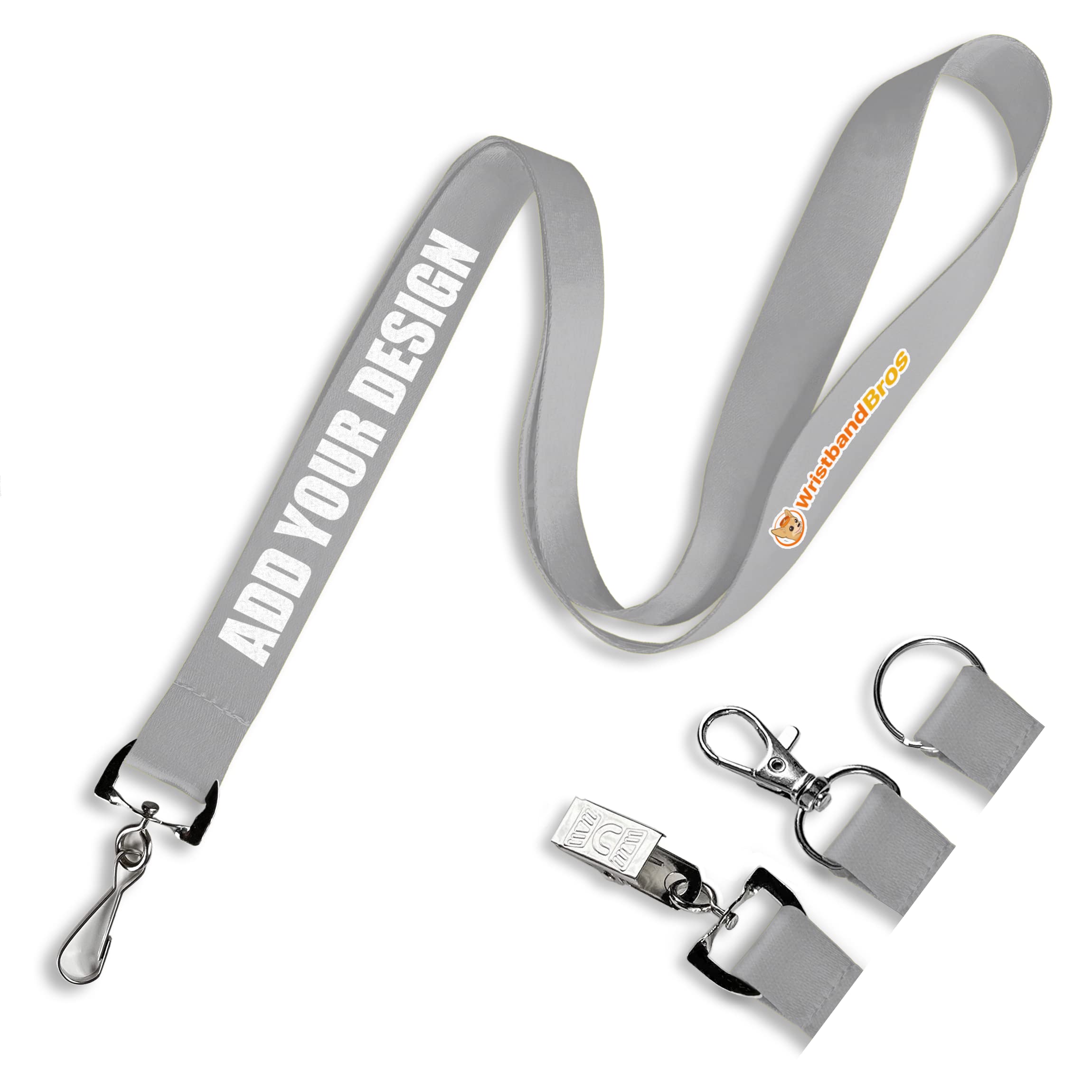 Wristband Bros Custom Lanyards For ID Badges, Keys & More | Add Text & Logos | Choose Your Attachment | Bulk Quantities For Events