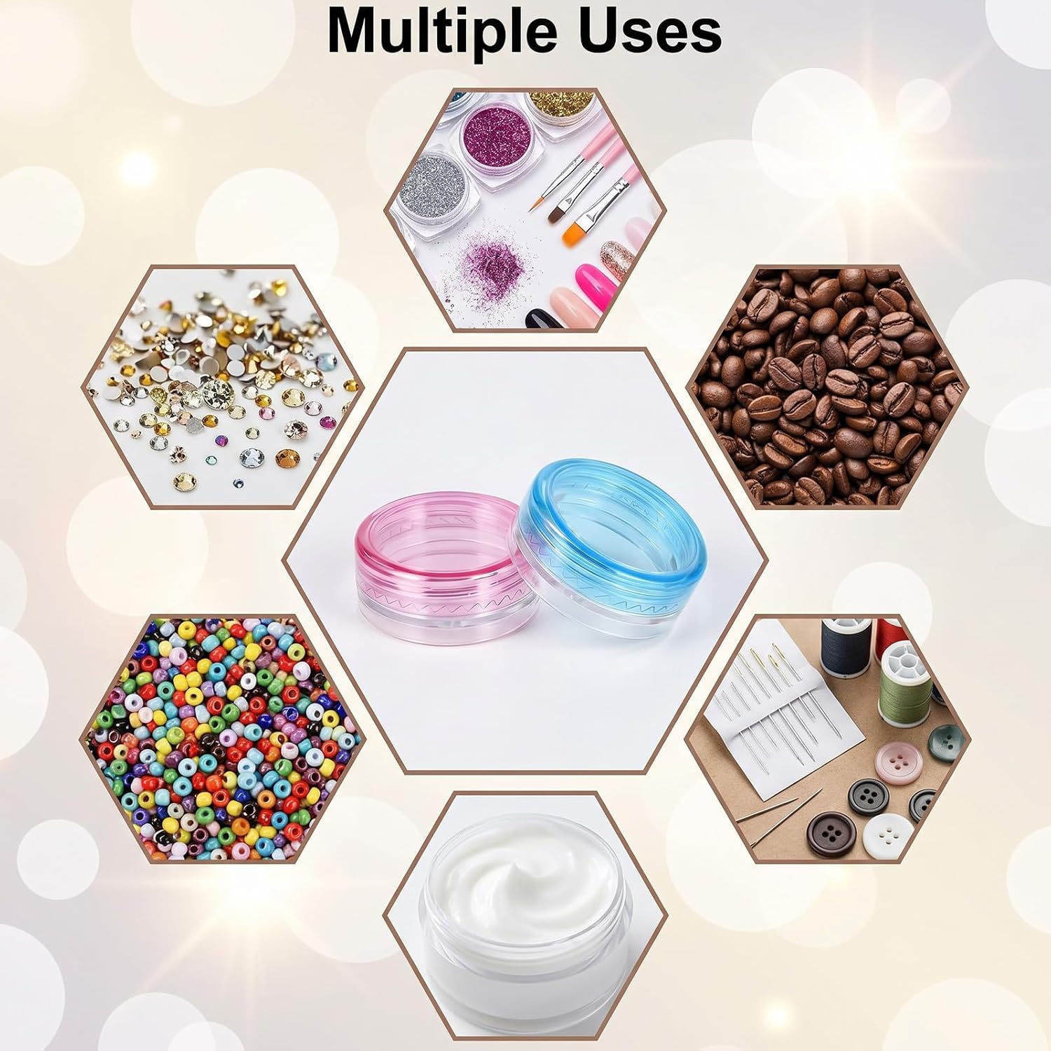 Small Travel Containers, 12 Pcs Sample Containers with Lids, 2g Mini Travel Jars for Creams Refillable Makeup Samples Container Clear Sample Pots Toiletries Lotions (4 Colors, 3x1.2cm)