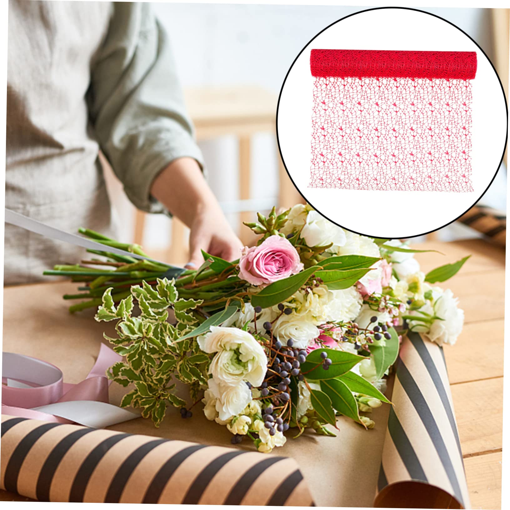OSALADI 1 Roll Flower Packing Net for DIY Bouquet Wrapping Versatile Floral Ornament Material Long for Custom Lengths for Weddings Special Occasions