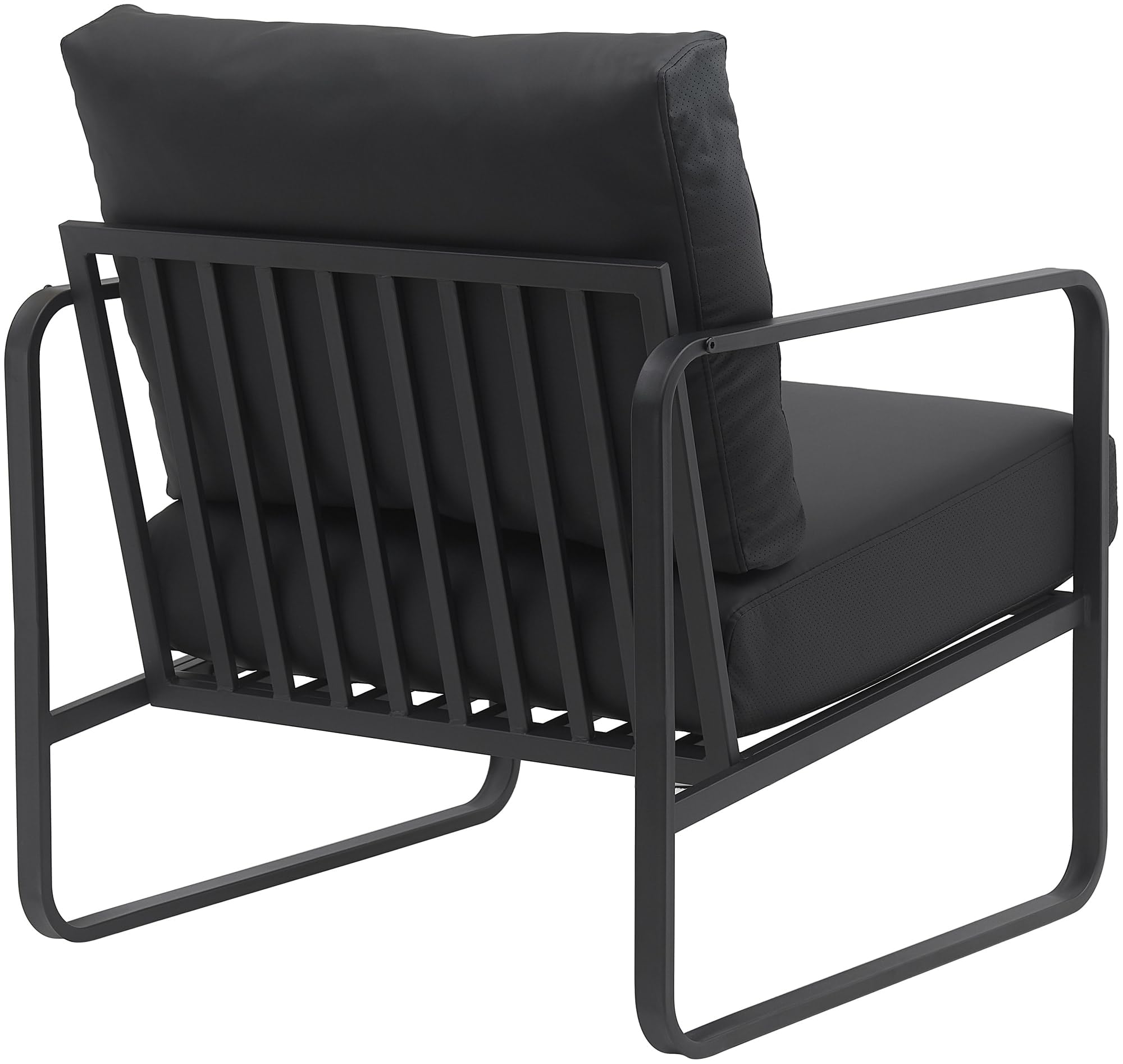 CLP Sillón Relax Manea Tapizado En Polipiel o Tela I Silla Ancha con Base Metálica I Poltrona Elegante & Acolchada, Color:Negro, Material:Cuero Sintetico