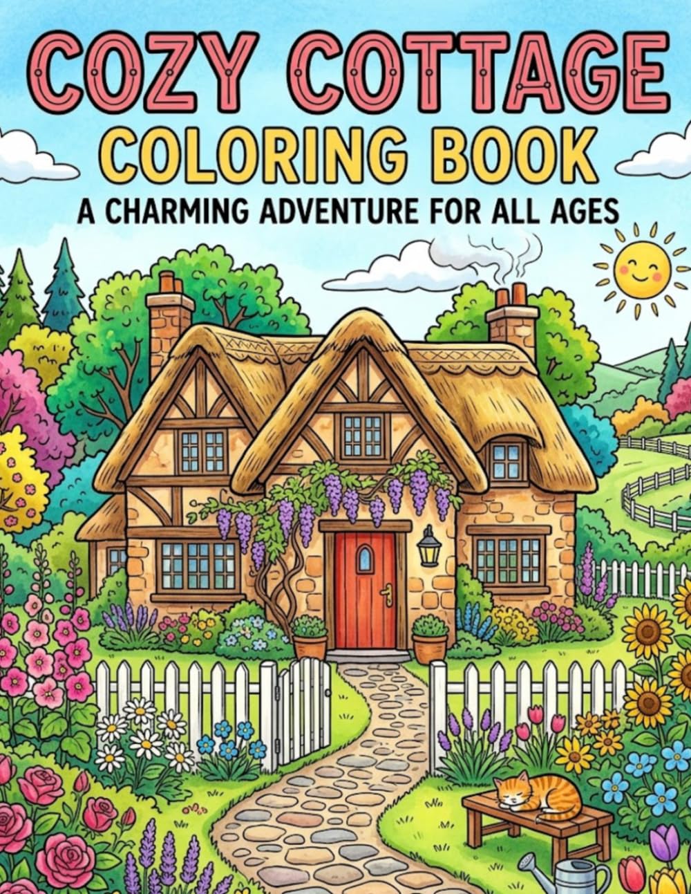 Cozy cottage coloring book: Charming cottage core coloring book for all