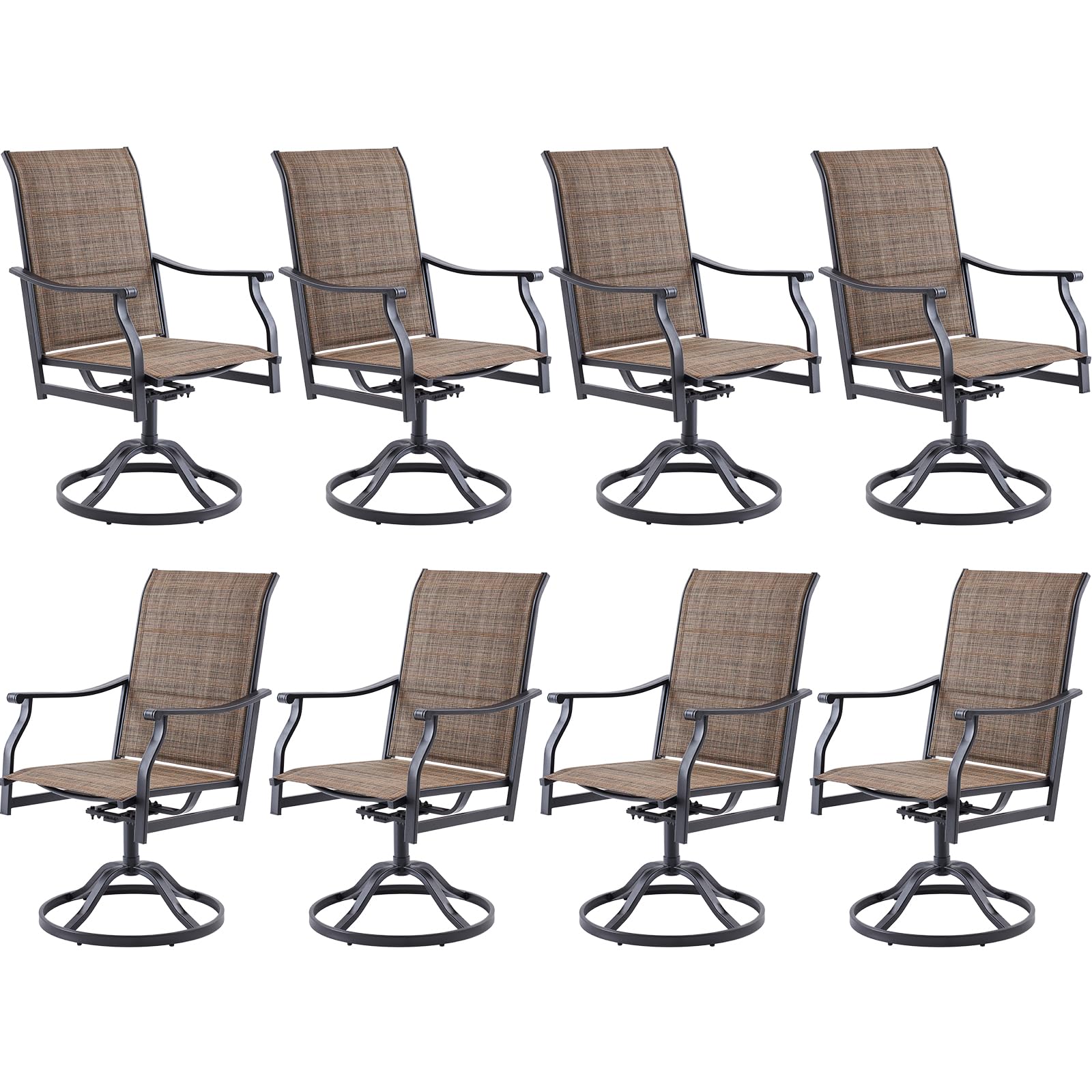 Soohow Swivel Outdoor Dining Chairs Set of 8, Patio Swivel Dining Chair with Textilene Fabric, Outdoor Metal Armchair All Weather Resistant, Ergonomic