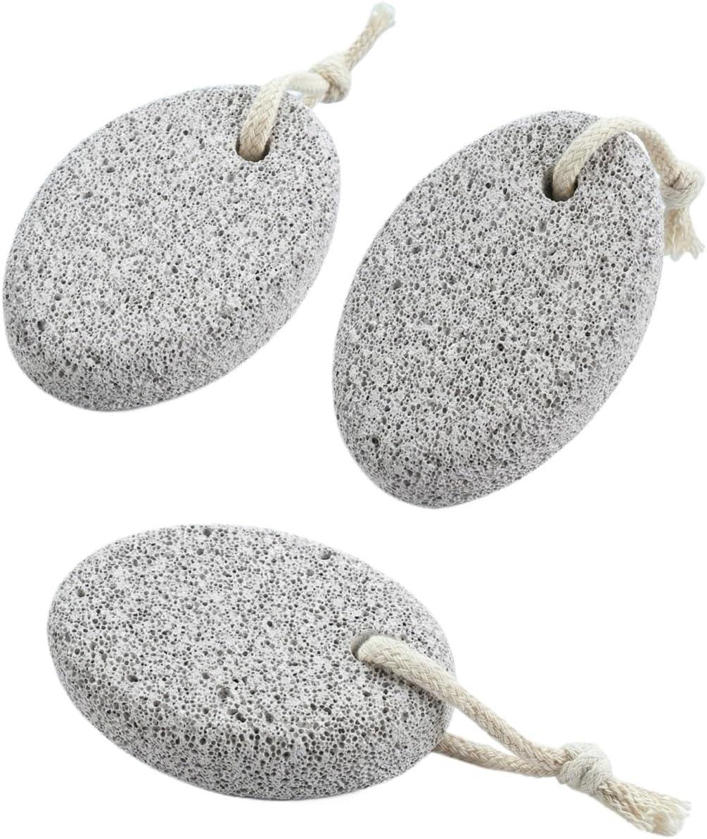 Volcanic Pumice Stone, Foot Callus Remover & Dead Skin Exfoliator, Pedicure Tool with Hanging Rope for Smooth Feet