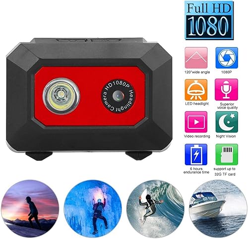 Miniatura 2 de Hilitand Cámara deportiva, ultra gran angular de 120 grados, encendido onetouch de la linterna LED, con faro súper brillante. (Negro rojo)