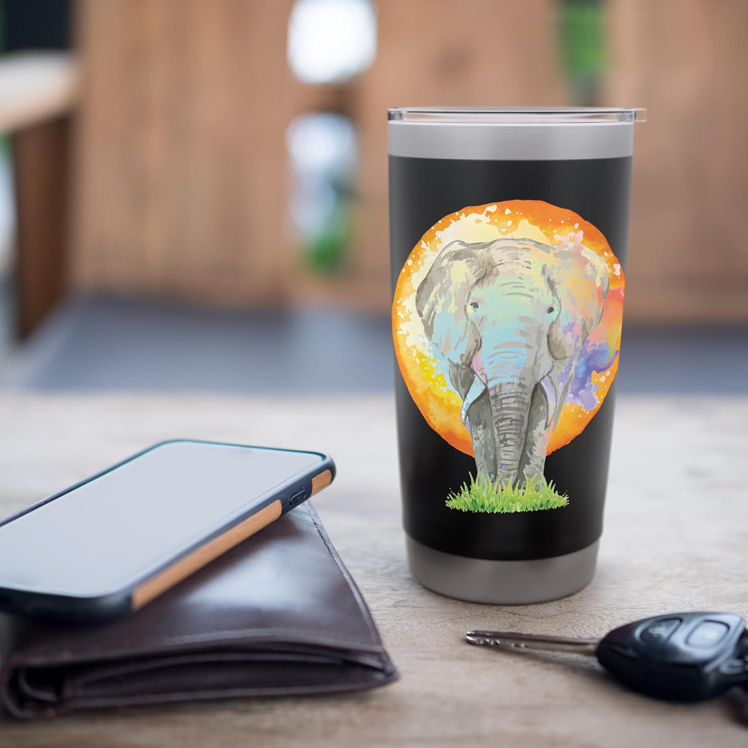 Colorful Elephant Art - Zookeeper Animal Lover Zoologist Stainless Steel Insulated Tumbler - Image 7