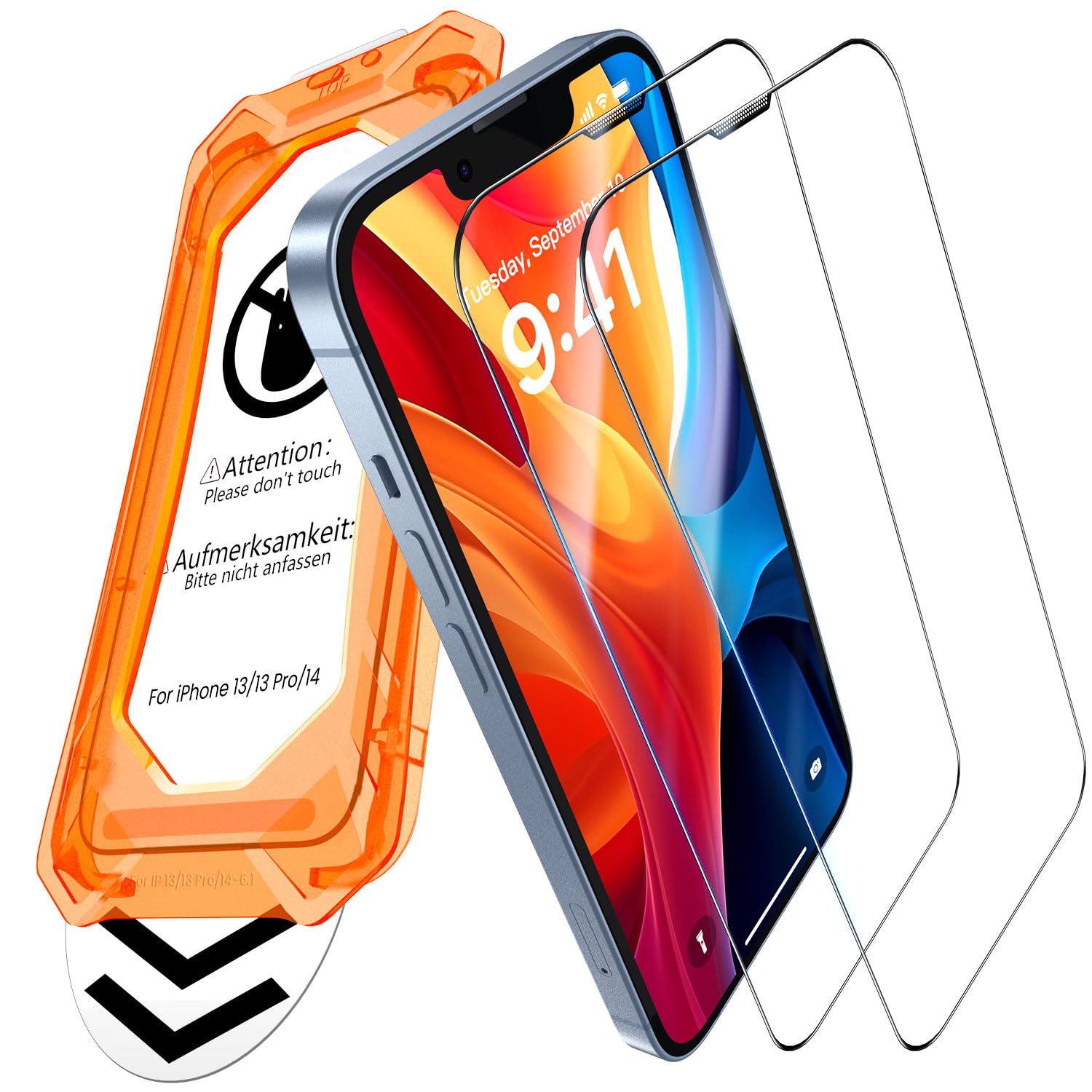 UniqueMe per iPhone 13/13 Pro/14 Pellicola Protettiva - [Protezione Completa del Display] Vetro Temperato per iPhone 13/13 Pro/14 Pellicola Protettiva, Installazione Automatica, 2 Pezzi