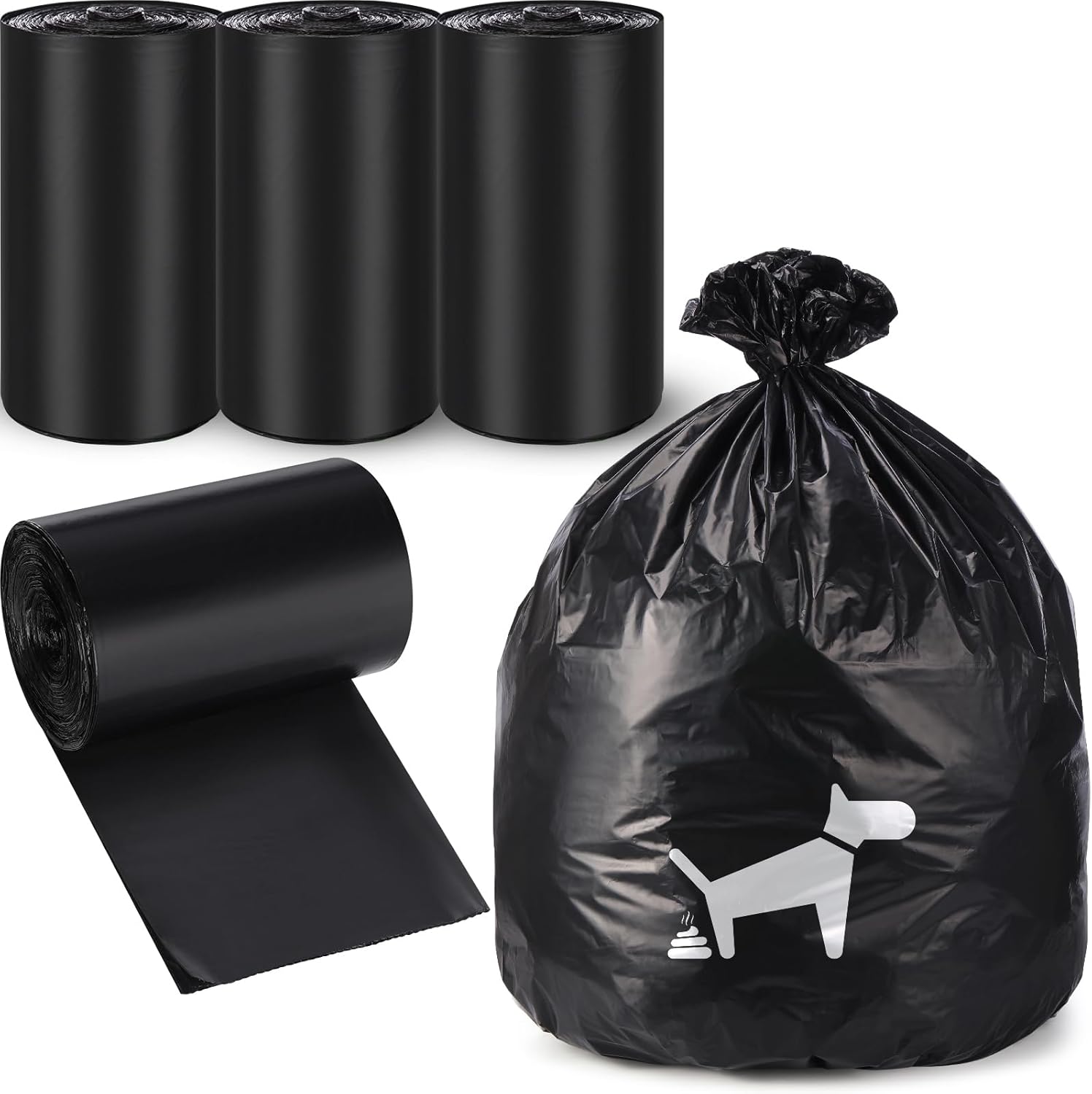 150 Pcs Dog Waste Poop Bags Dog Large Leak Proof Bags 26"x 33" Pet Waste Station Can Liners Heavy Duty Pet Trash Bin Liner for Walking Poop Station Dispensers, 3 Rolls of 50(Black)