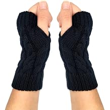 Fashion Warm Soft Comfortable Wrist Gloves Winter Fingerless Hand Warmers Women Girls Stylish Arm Gloves Mitten Knit Crochet Arm Warmers with Thumb Hole for Work Outdoor Gifts