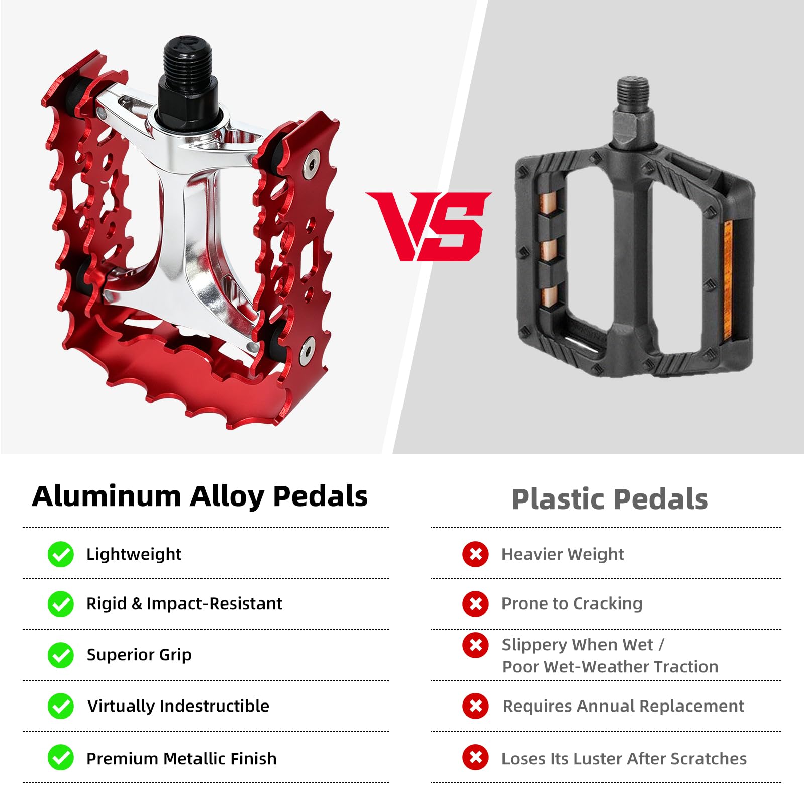 Pedali MTB Pedali per Mountain Bike 9/16 Cuscinetto sigillato, Bicicletta in Alluminio Antiscivolo Resistente, Pedali Piattaforma per Bici Leggeri per BMX MTB