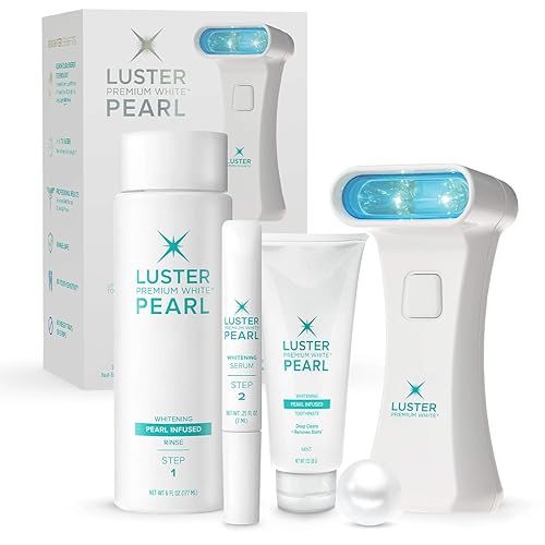 LUSTER PREMIUM WHITE Pearl Infusionado Pro Light Whitening System by Fast Whitening Kit con suero ligero, pasta de dientes, 4 piezas, color blanco,