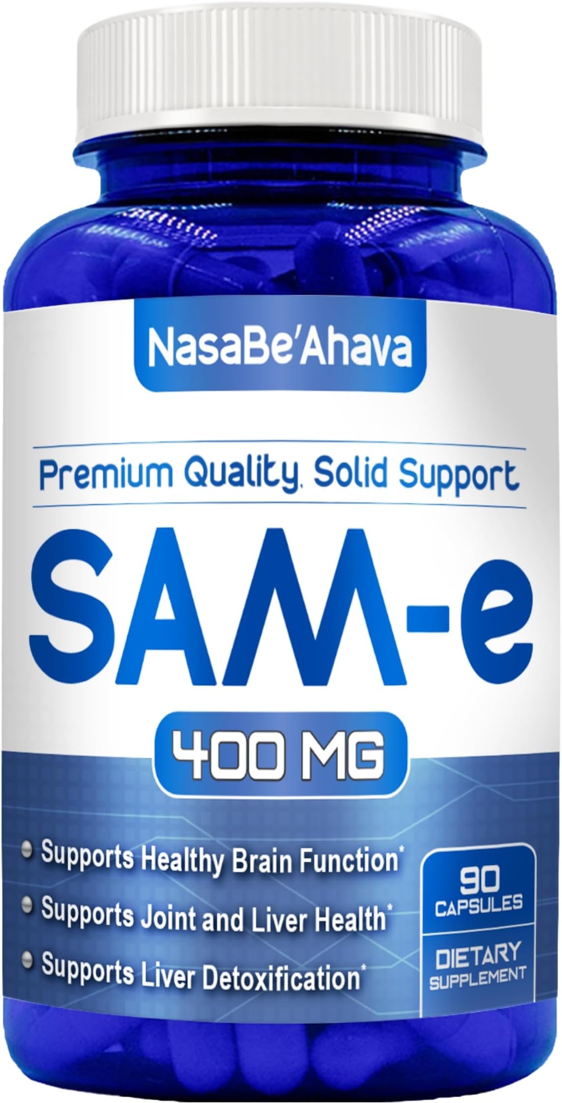 SAM-E Supplement 400mg | Easy Absorption S-Adenosyl-L-Methionine SAM-e 400mg for Bone and Mood Support Supplement | Made in The USA Non-GMO and Gluten Free (90 Day Supply)