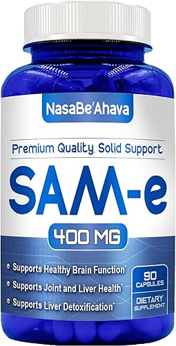 SAM-E Suplemento de 400 mg | Fácil absorción S-adenosil-L-metionina SAM-e 400mg para suplemento de apoyo óseo y estado de ánimo | Fabricado en los