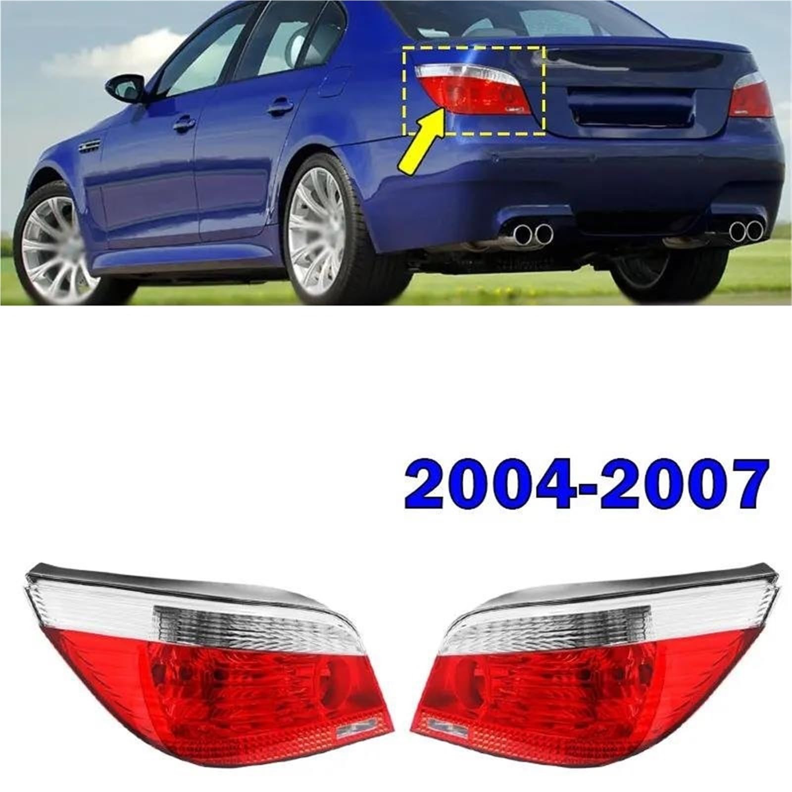 LED Piloto Trasero Para Serie 5 E60 2004-2007 Parachoques Trasero Luz De Freno Carcasa De Luces Traseras Laterales 63217165737 63217165738 Pilotos Traseros(Izquierda)
