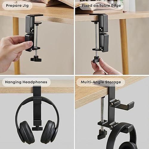 Miniatura 6 de JAKO New Foldable Headphone Stand for Desk, Aluminum Alloy Headphone Holder - Headset Stand Hook Space Save Mount, Universal Fit PC Gaming Headsets