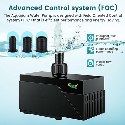 Miniatura 3 de hygger Bomba de agua para acuario de 1450 GPH con controlador inteligente, cabezal de potencia ultra silencioso de 24 V CC, potente bomba de retorno