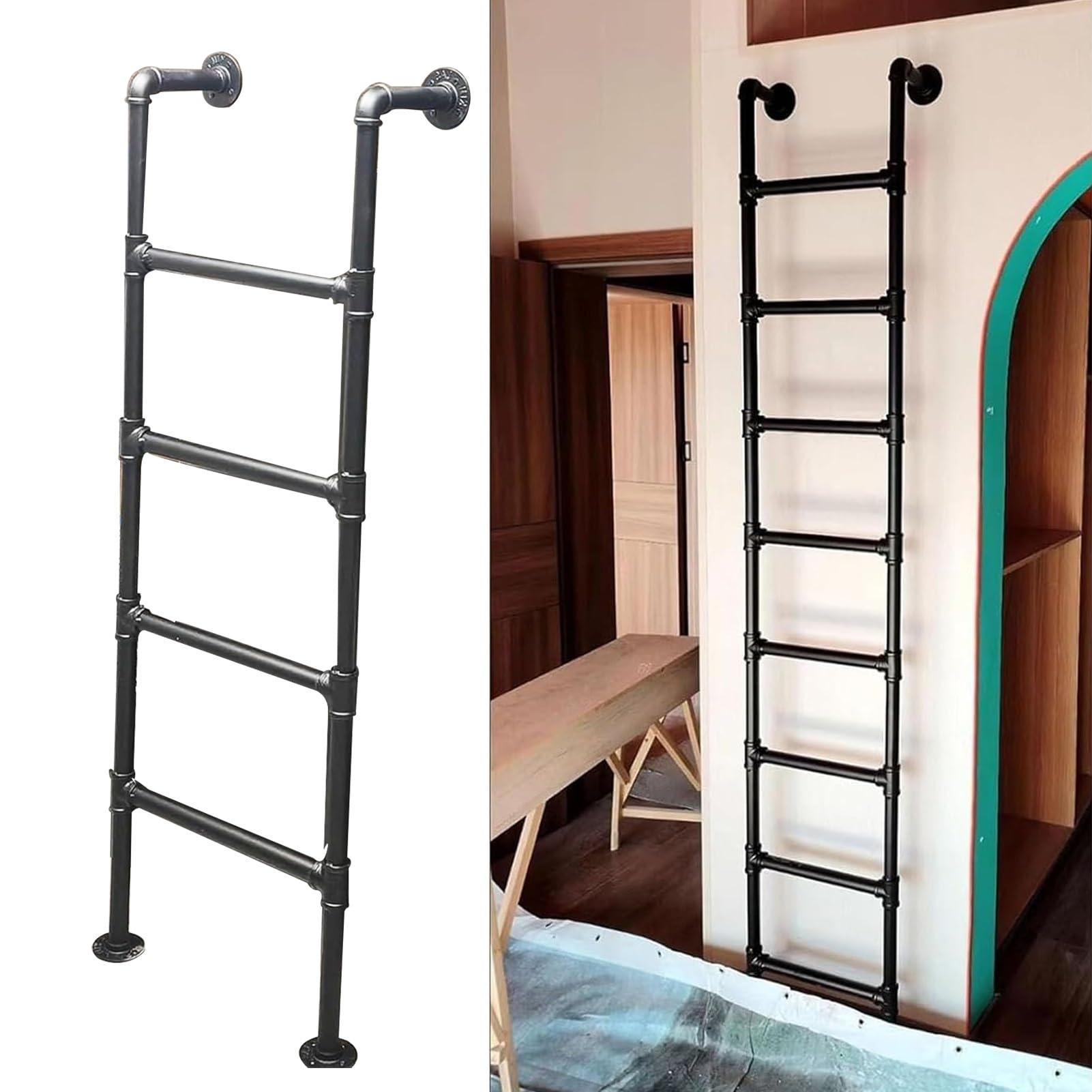 Wall Rungs Steel Step Ladder Rungs For Basement Window Well Escape Wall Mounted ...
