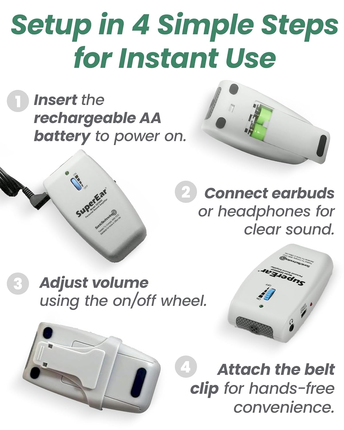 SuperEar Model SE9000HP for Seniors - Hearing Amplifiers for Seniors & Elderly, Super Ear Personal Sound Amplifier, Sound Amplifier Listening Device & Audio Accessories in 50dB Ambient Sounds Increase - Image 7