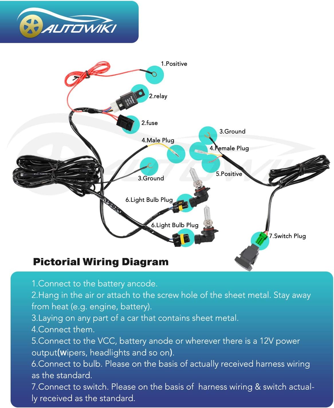 AUTOWIKI Fog Light Assembly for 2003-2005 Toyota Echo With Clear Lens 2PCS OEM Replacement Driving Fog Lamps with Switch and Wiring Kit