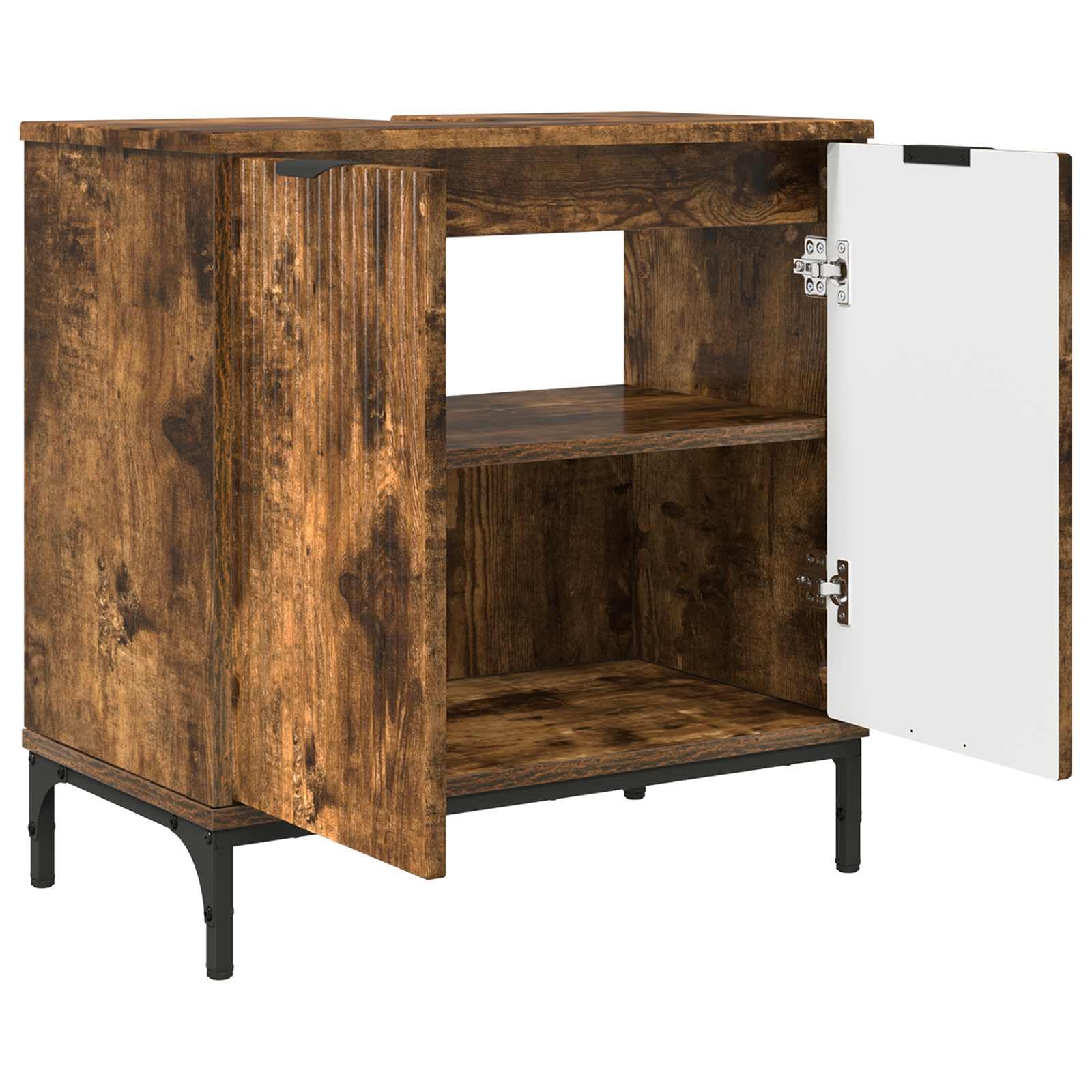 Mobile Lavabo Rovere Fumé 60,5 x 33,5 x 61 cm 2 Porte | Legno multistrato, gambe metallo, facile montaggio, carico max 60 kg, per bagno moderno