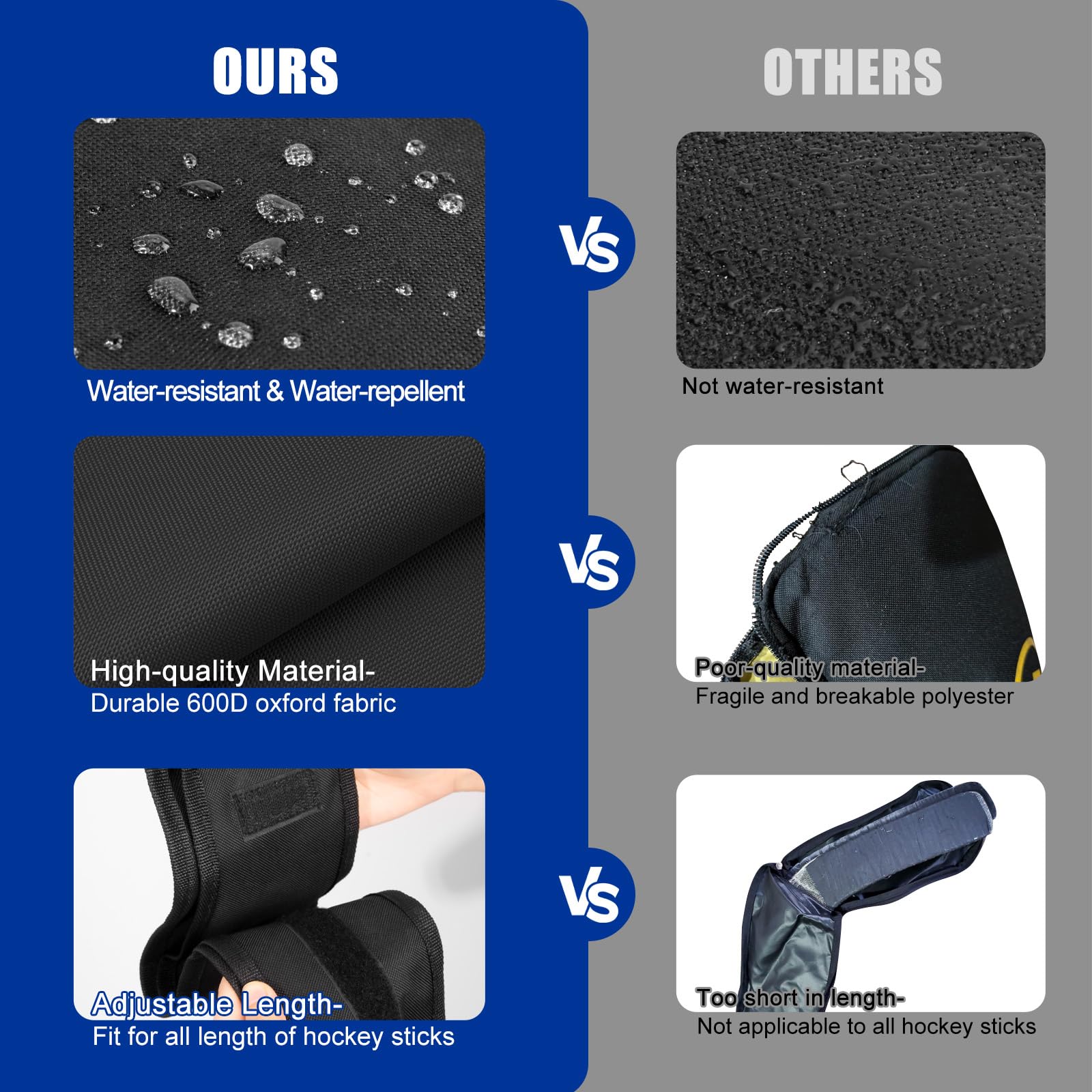 BOOSTEADY Bolsa Palos de Hockey Portátil: Bolsa Hockey Alargada Ajustable con Correa para Hombres y Mujeres, Bolsa para Herramientas de Hockey Impermeable en Hockey sobre Hielo