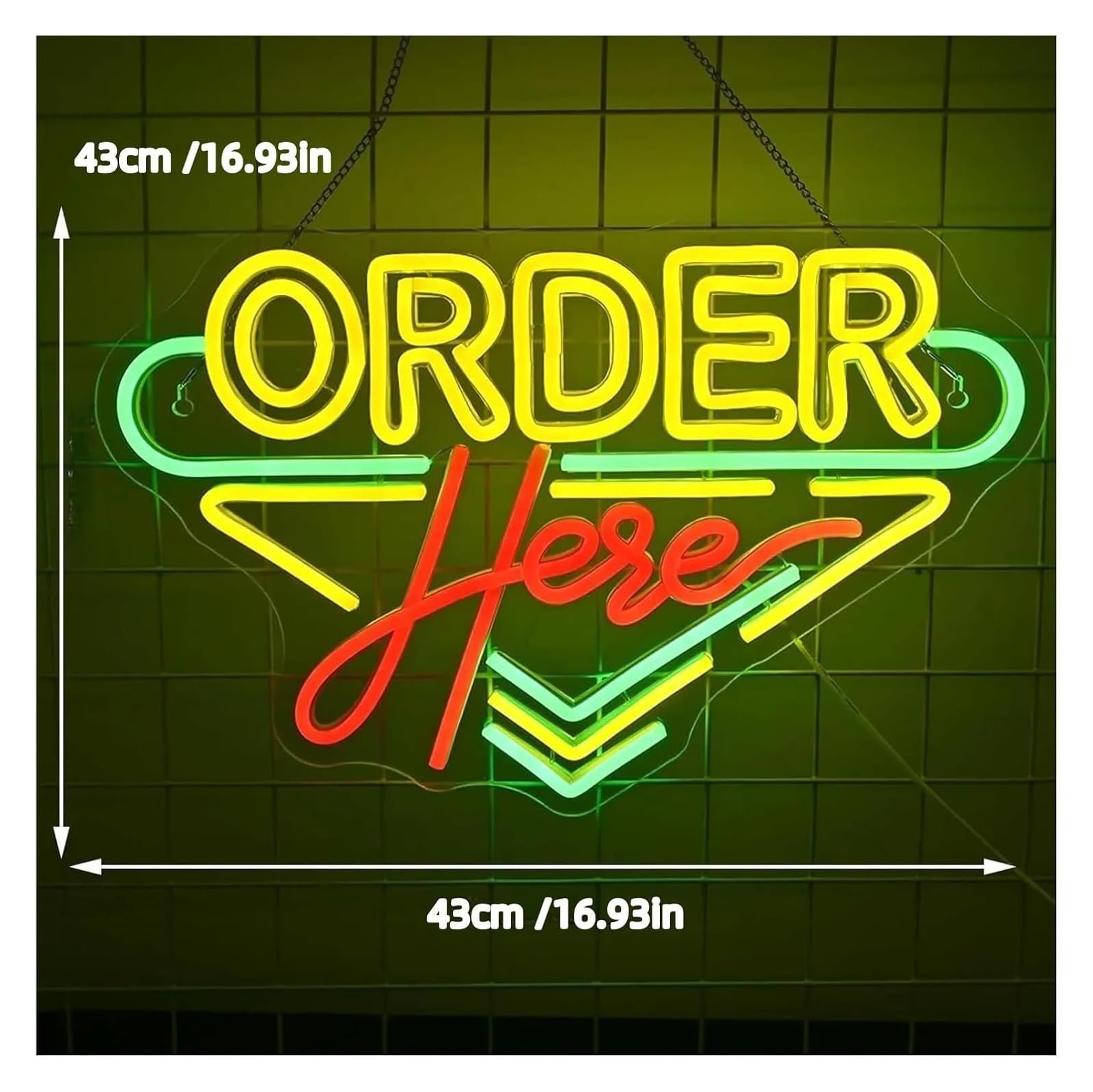 insegna luminosa al neon Ordina qui la luce al neon dimmerabile per bar, ristoranti, negozi, 43 cm x