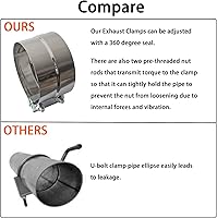 Vista 5 de 2 piezas de abrazaderas de escape de 5 pulgadas de acero inoxidable para banda de silenciador de 5 pulgadas de diámetro interno a 5.5 pulgadas