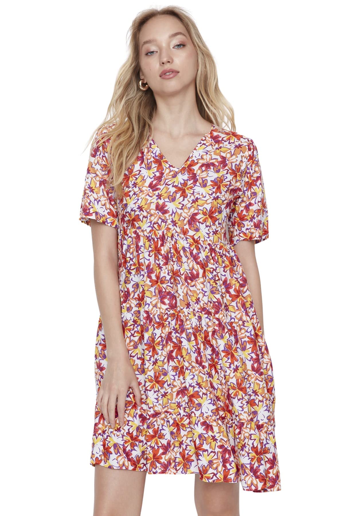 Trendyol FeMan Mini Shift Regular fit Woven Dress Ecru