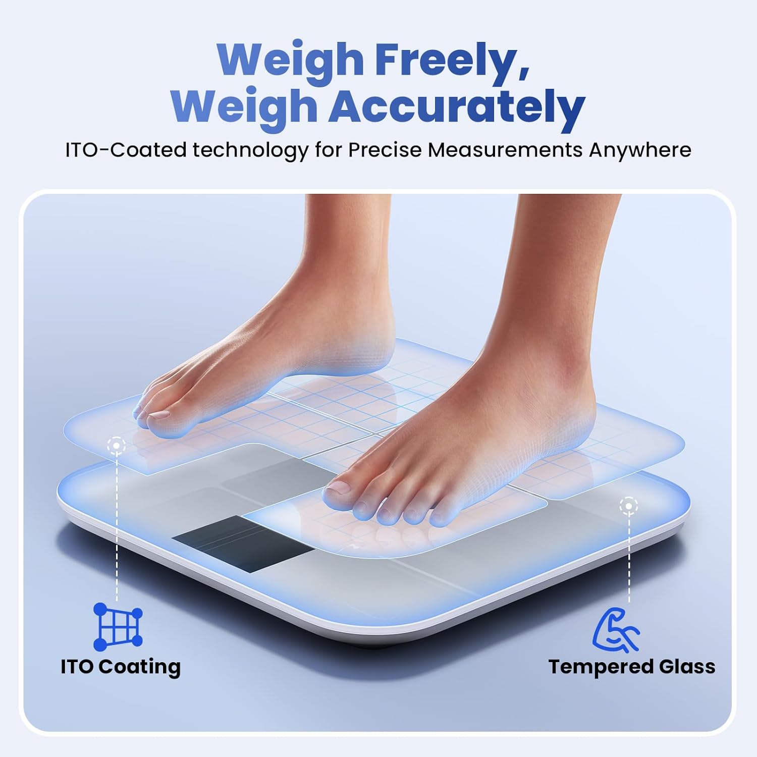 Smart Scale with Large Color Display, Digital Bathroom Scale for Body Weight BMI Muscle Mass, 25 Composition, Body Fat Scale with Heart Rate, 11.8" Large Platform, 400 lbs (White) - Image 4