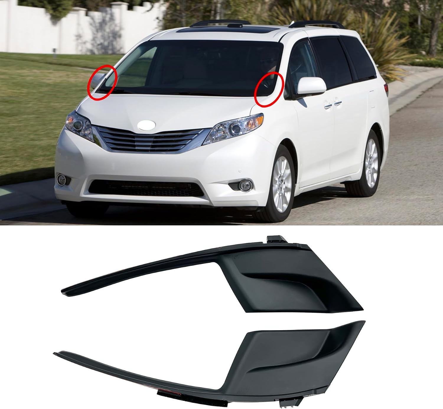 for Toyota Sienna 2011-2020 Front Windshield Wiper Side Cowl Extension Trim Fender Cover 53867-08020 53866-08020 Front LH and RH OEM New Pair 2012 2013