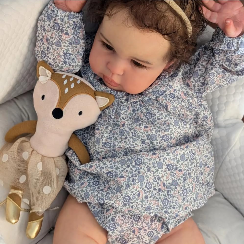 ROSHUAN Realistische Reborn Kleinkindpuppen Mädchen 24 Zoll Große Größe Reborn Babypuppen Weicher Stoff Körper, der wie EIN echtes Baby aussieht Puppe Lebensechte Kleinkindpuppe – Bild 4