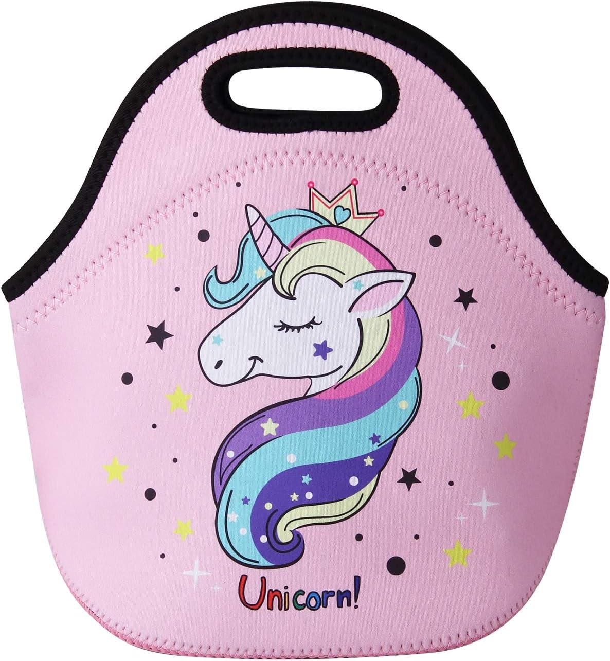 Birsppy Unicorn Lunch Box for Girls, Durable Kids Lunch Bag for School Travel or Picnic, Insulated Reusable Meal Container Box for Girls (Pink)