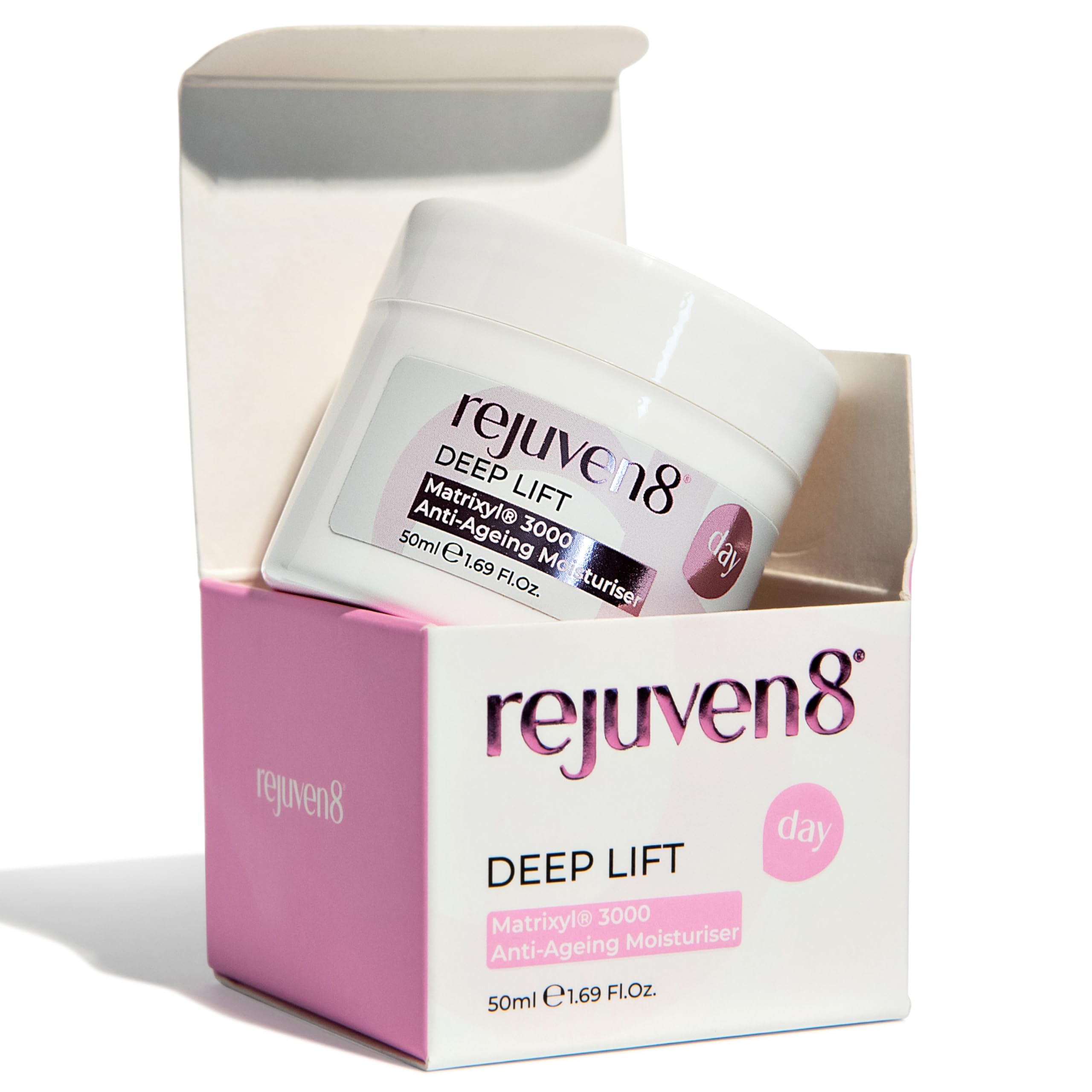 Rejuven8 Deep Lift Day Cream with Matrixyl 3000, Marine Collagen, Retinol & Vitamin E, Anti Ageing Moisturiser for Women