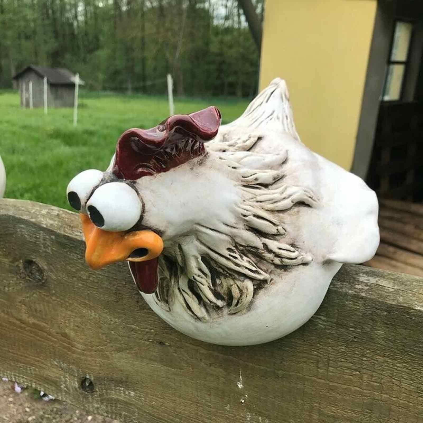 Zabawne posągi dekoracyjne z kurczaka, posąg kurczaka, rzeźba kurczaka, posąg ogrodzenia kurczaka, ozdoby ogrodowe koguta, dekoracja ogrodzenia z kurczaka, na patio, trawnik, podwórko | Ozdoba Ogrodowa Na Podwórko Balkon i Taras Dekoracja Zewnętrzna